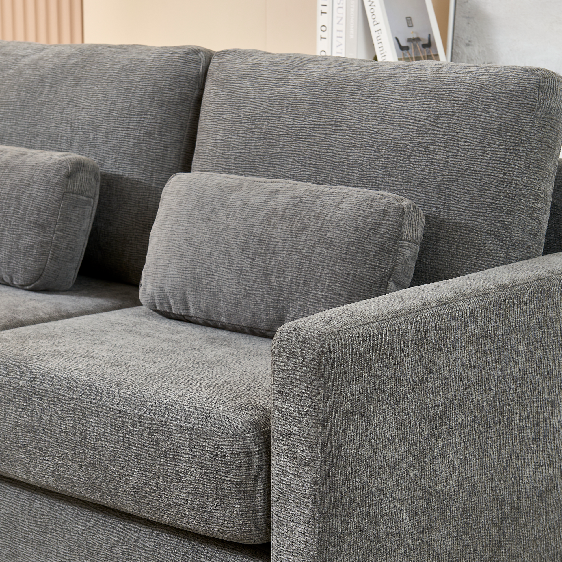 58.66" Small Modern Loveseat Sofa, Mid Century Chenille Fabric 2 Seat Couch Beautiful Seat With Back Cushions, Accent Sofa Couch For Living Room, Bedroom And Small Space Gray Wood Foam Chenille 2 Seat