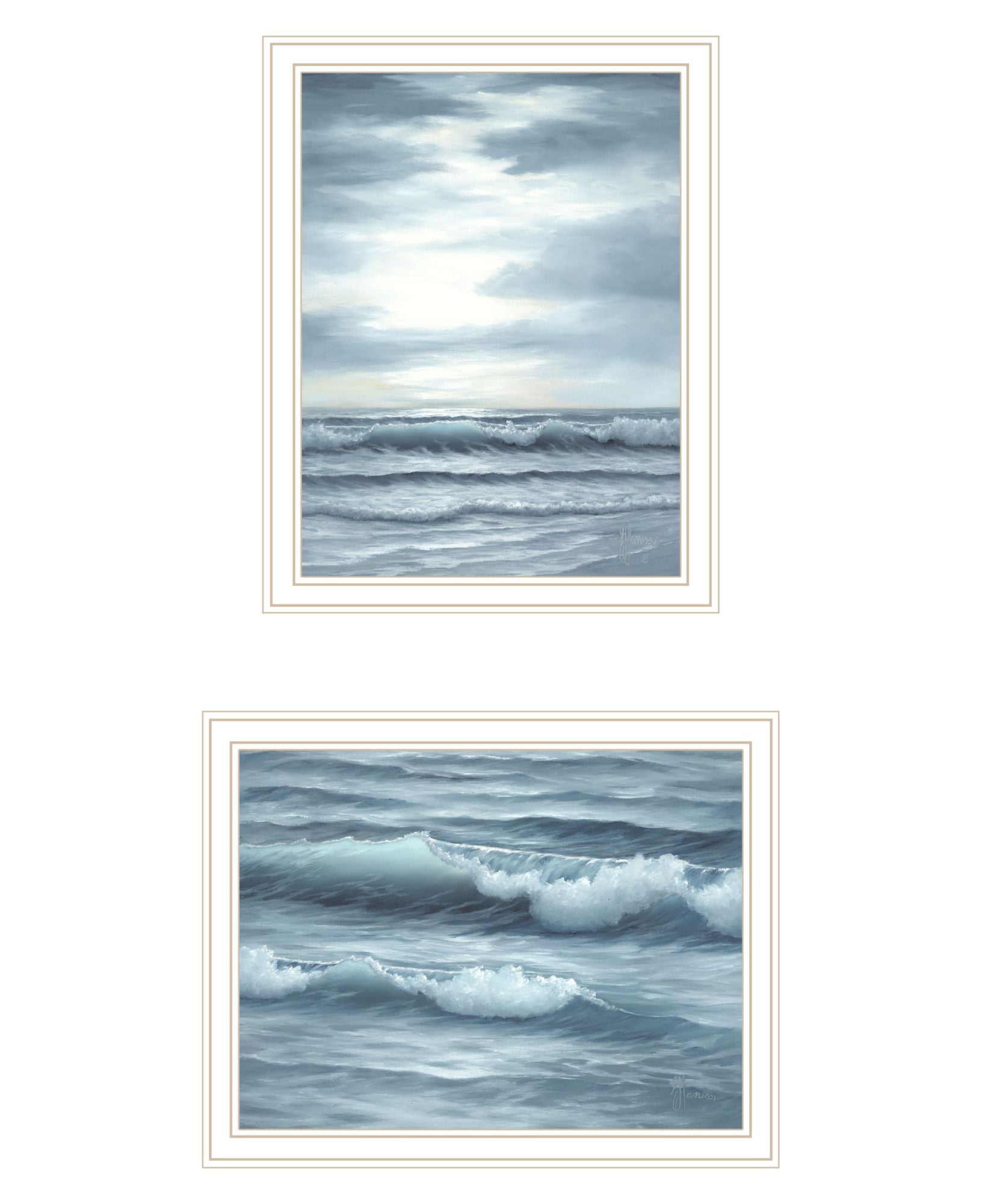 "The Ocean Blue High Tide At Sunset" Framed Wall Art For Living Room, Wall Art Print For Home Decor, Bedroom Wall Art By Georgia Janisse Multicolor Wood Paper