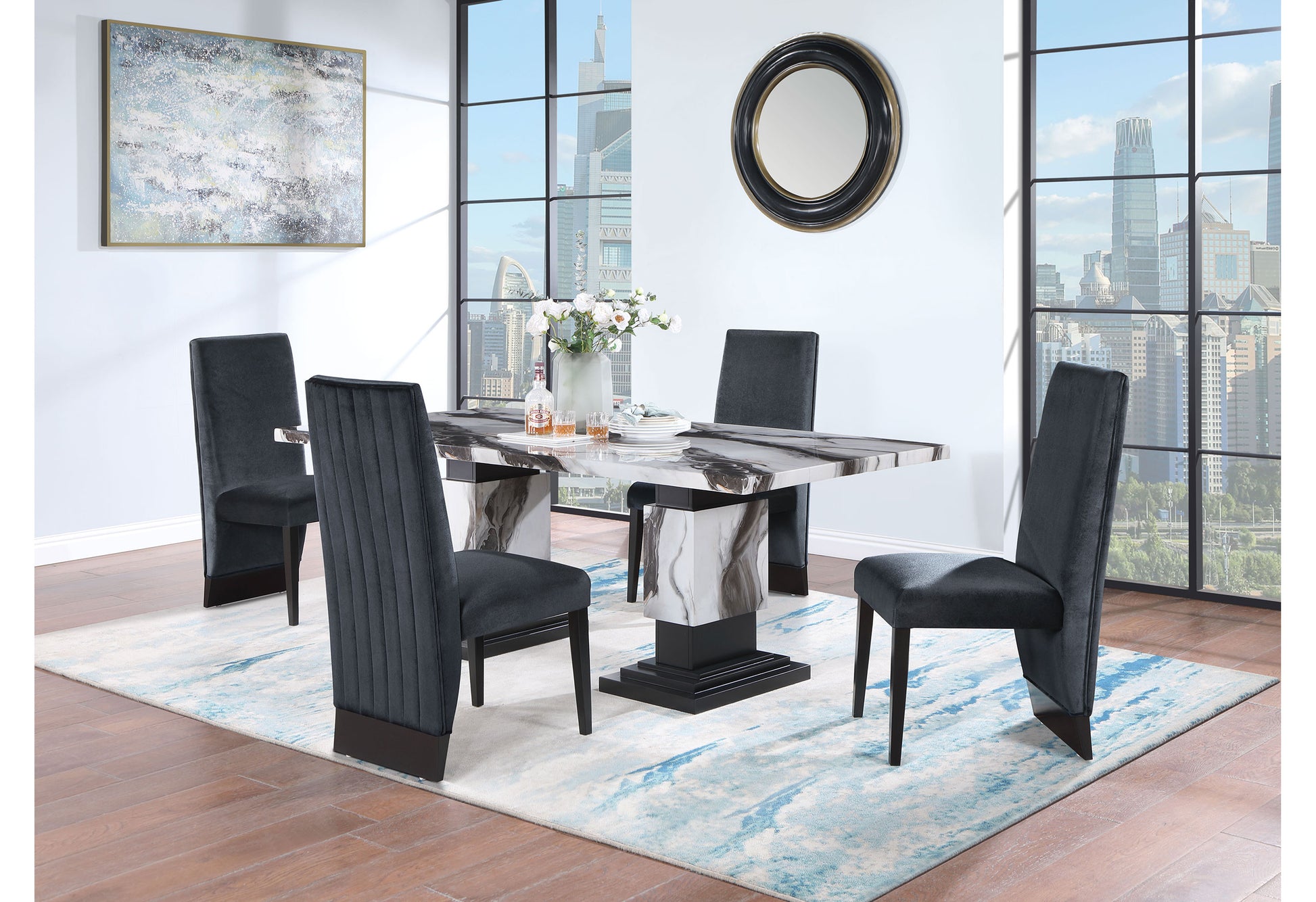 Stacey Velvet Dining Chair Black Kit Of 2 Black Rubber Wood