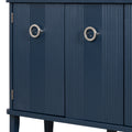 Simple And Atmospheric Solid Wood Veneer Fraxinus Mandschuric Cabinet With Three Acacia Solid Doors,Adjustable, Suitable For Study, Corridors,And Entrances. Navy Blue Mdf