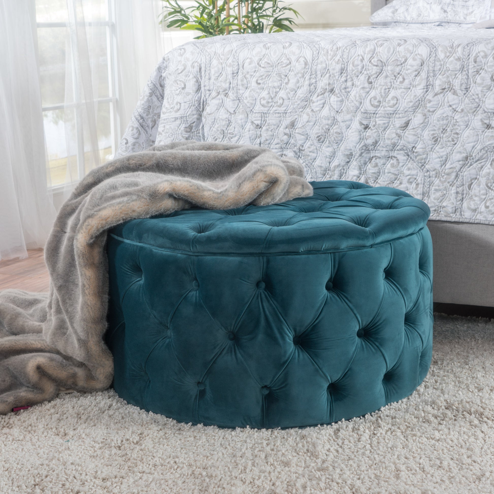 Ottoman Teal Velvet