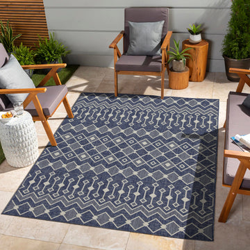 Sunshine Gc Har2019 Blue 7 Ft. 10 In. X 10 Ft. 3 In. Indoor Outdoor Area Rug Blue Polyester Polypropylene