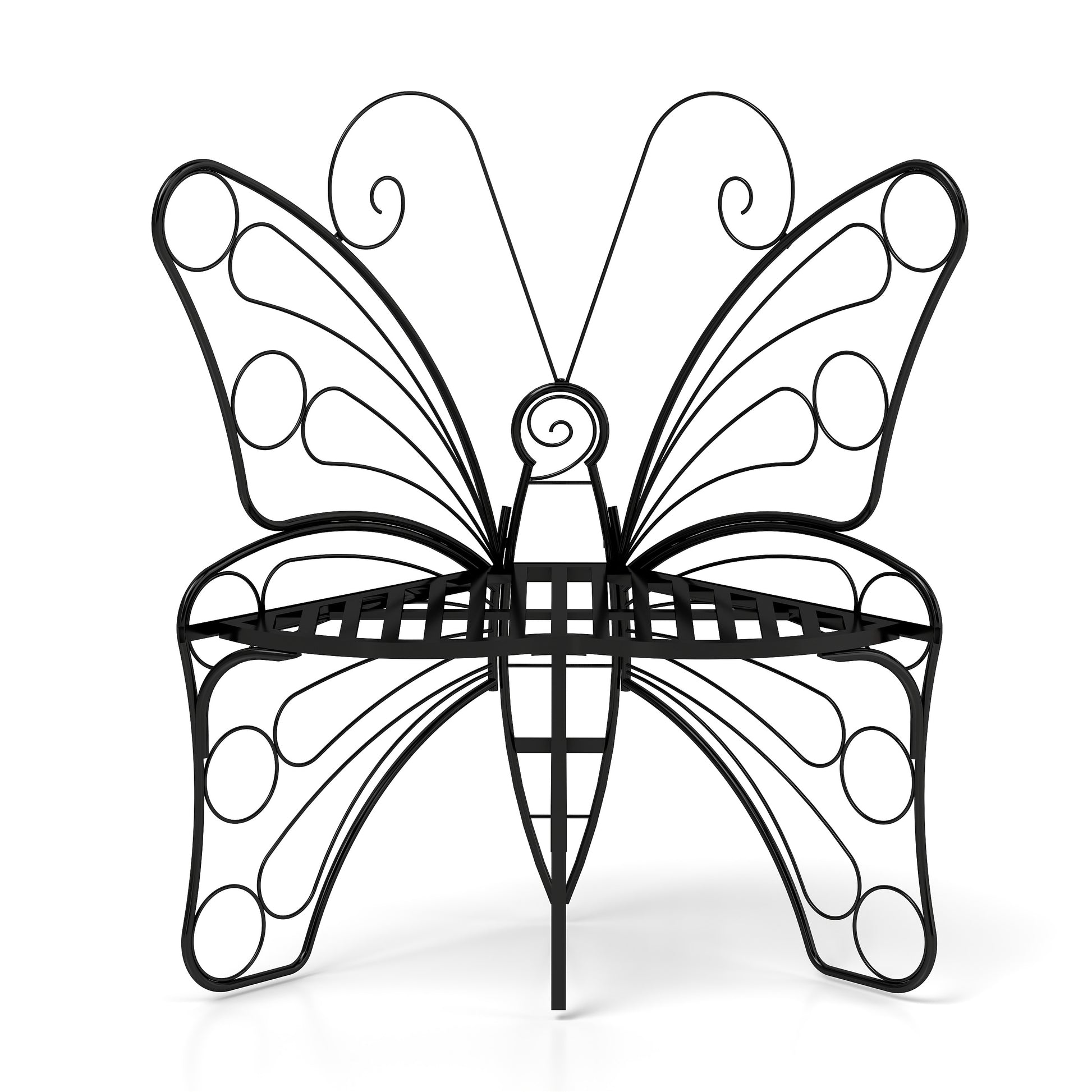Modern Butterfly Cast Metal Garden Bench, Outdoor Bench Patio Seat, Park Bench Outdoor Seating For Garden, Yard, Park, Entryway Black Garden & Outdoor Metal
