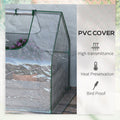 Outsunny 6' X 3' Galvanized Raised Garden Bed With Mini Pvc Greenhouse Cover, Outdoor Metal Planter Box With 2 Roll Up Windows For Growing Flowers, Fruits, Vegetables And Herbs, Light Gray Light Grey Plastic