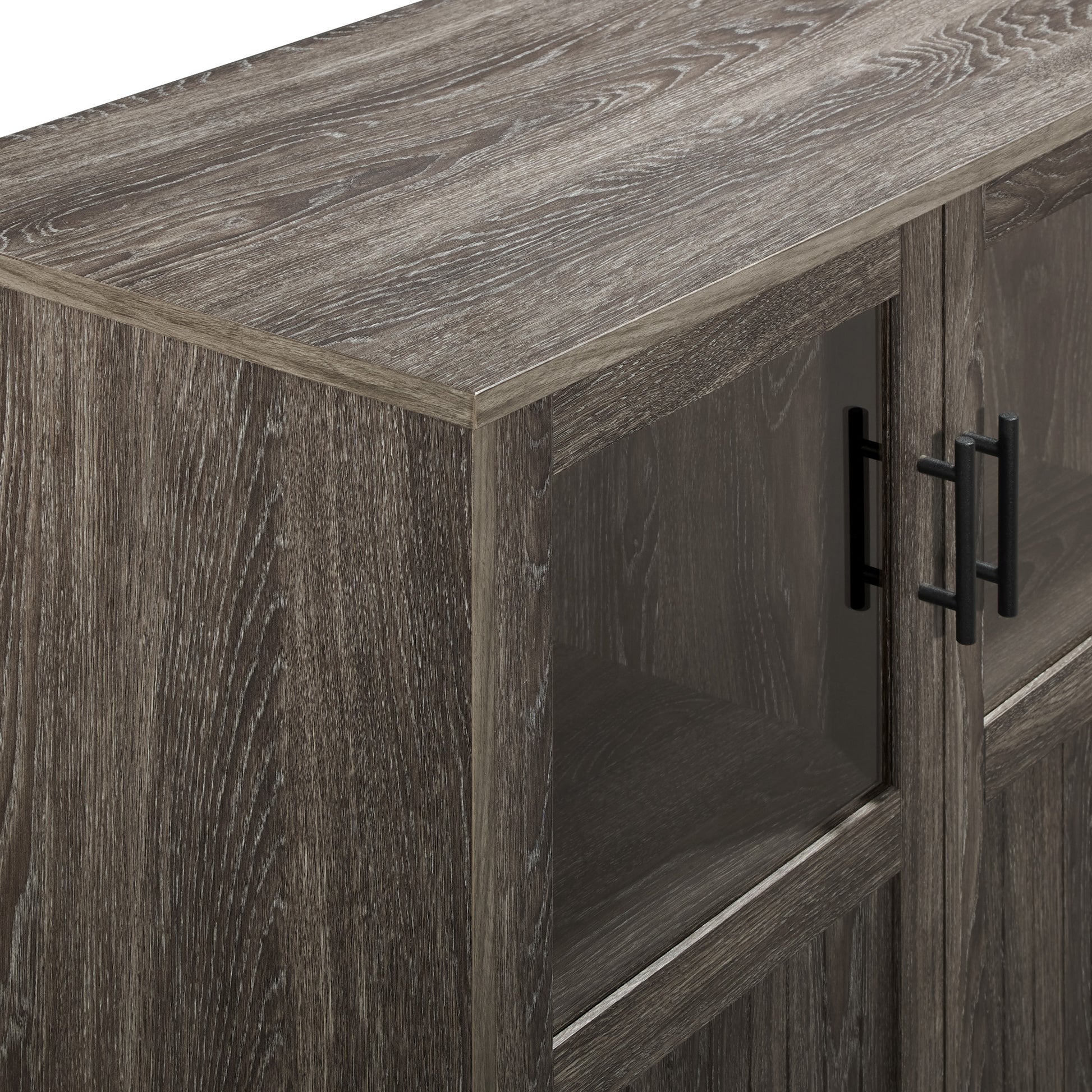 Modern Grooved Door Accent Cabinet Cerused Ash Dark Gray Mdf Mdf