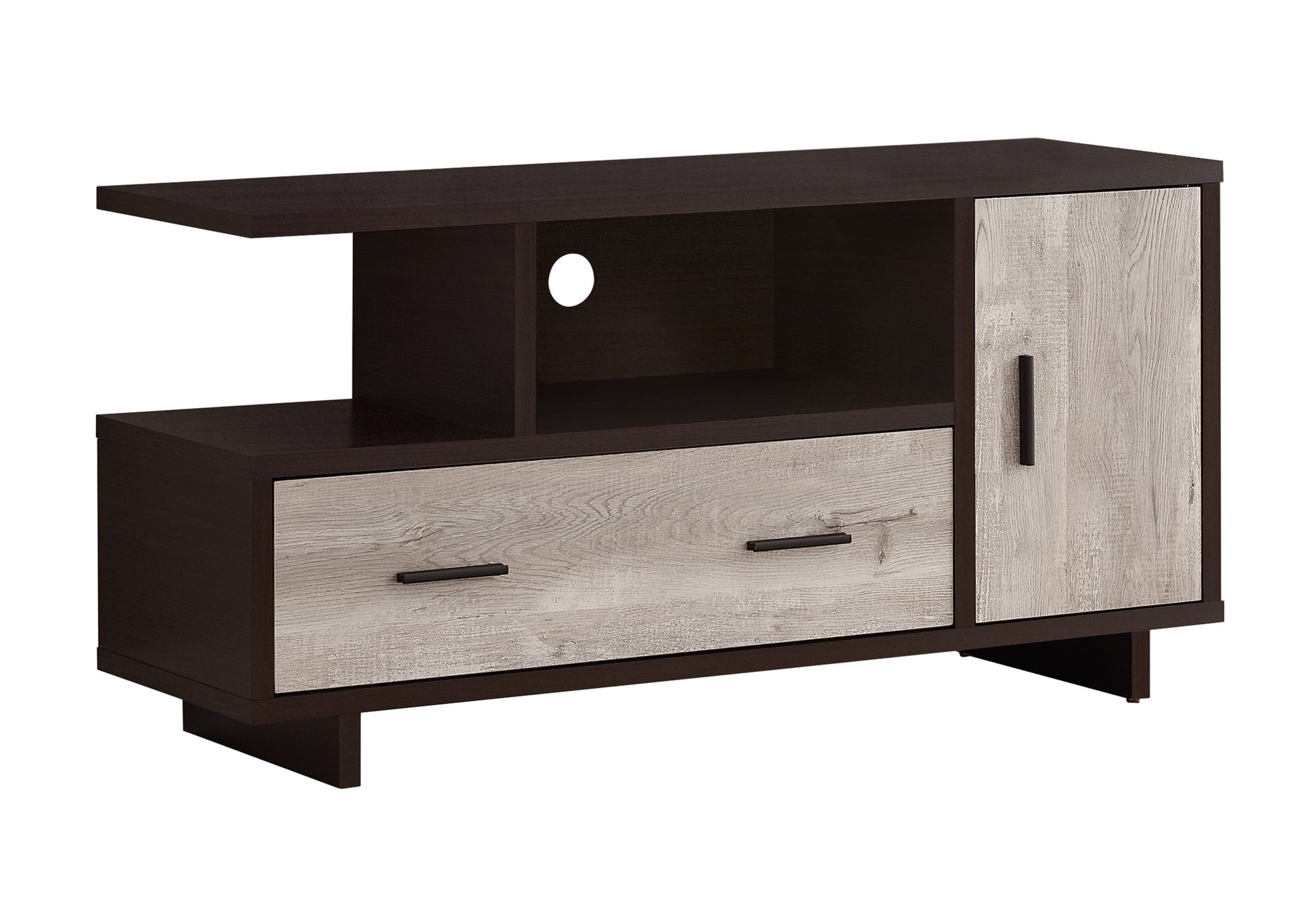 Tv Stand, 48 Inch, Console, Media Entertainment Center, Storage Cabinet, Drawers, Living Room, Bedroom, Brown Laminate, Contemporary, Modern Espresso 80 89 Inches Particle Board