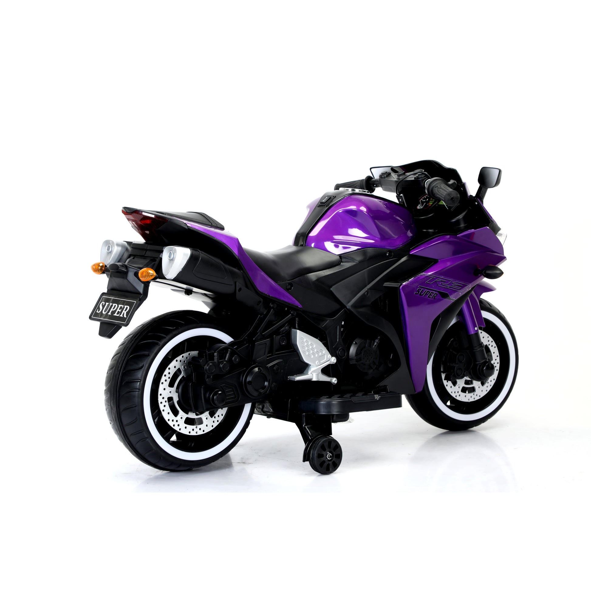 Tamco Kids Motorcycle 12V Motorcycle For Kids 3 4 5 6 Years Boys Girls 12V7Ah Kids Motorcycle Ride On Toy With Training Wheels Manual Throttle Drive By Hand Lightting Wheels Purple 50 99 Lbs Plastic Indoor & Outdoor Use