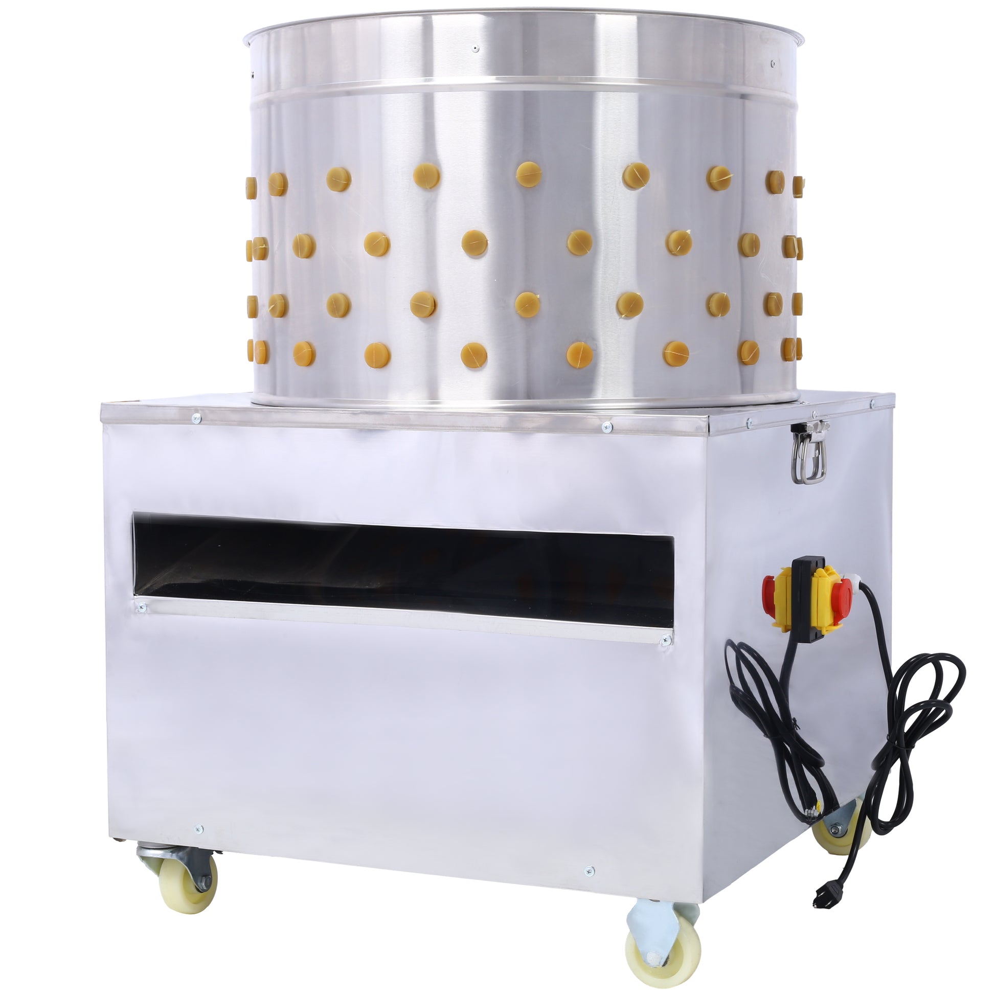 Chicken Poultry Plucker 2200W 240R Min Turkey Chicken Poultry Plucking Machine 23.5Inch Barrel Diameter Stainless Steel Feather Plucking Machine Silver Stainless Steel