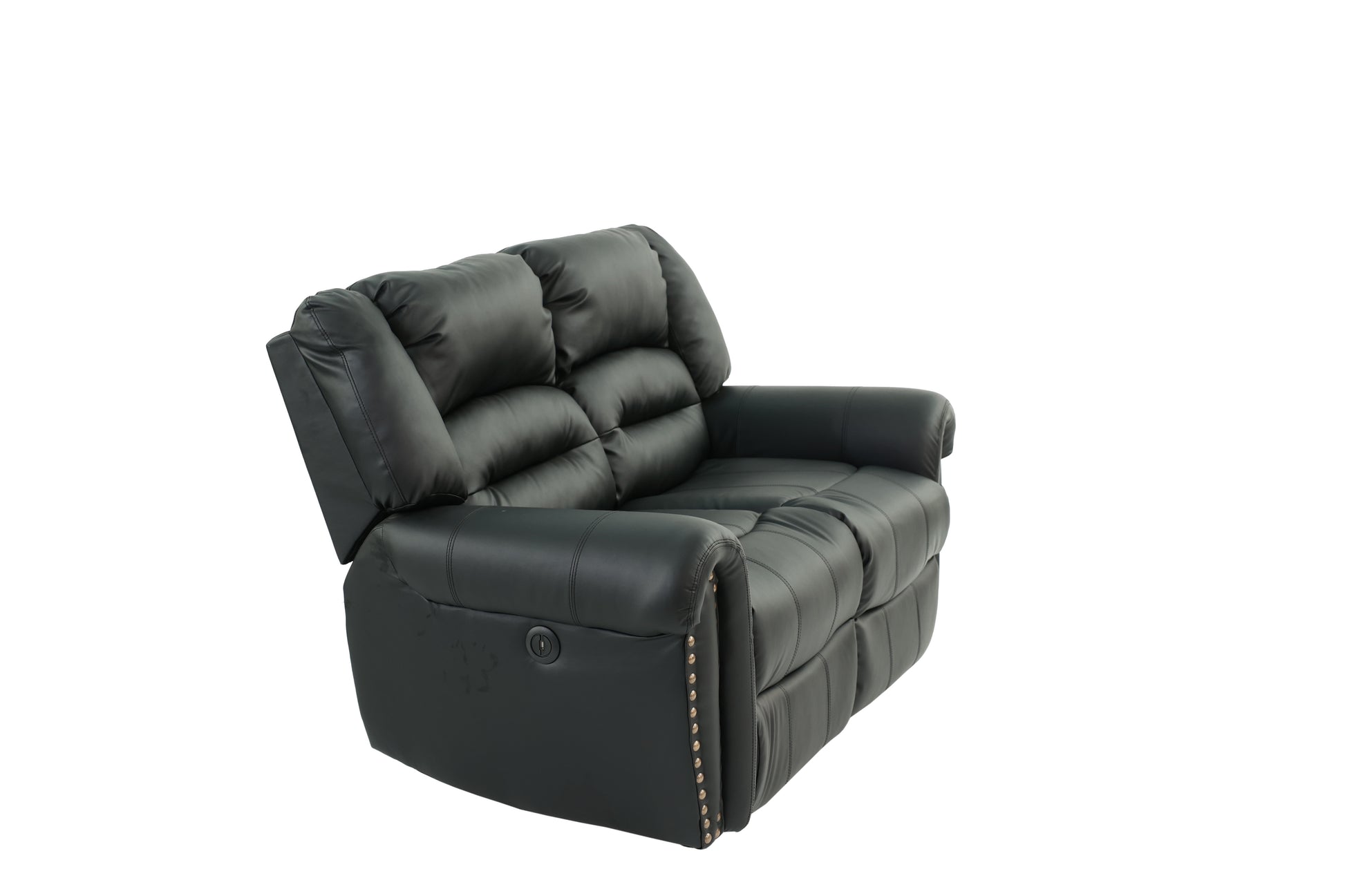 Plush Relax 1Pc Manual Motion Loveseat Black Color Bonded Leather 2 Seat Couch Armrest Cushion Seating Living Room Furniture Black Faux Leather Metal Primary Living Space Cushion Back Contemporary,Modern Pillow Top Arms Metal 2 Seat