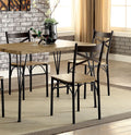 Dark Bronze Metal Kitchen 5Pc Dining Set Dining Table And 4X Side Chairs Paper Veneer X Cross Back Design Dining Room Furniture Metal Wood Natural Multi Seats 4 Metal Dining Room Solid Wood