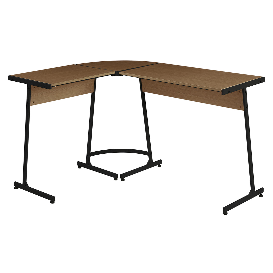 Oak And Black L Shape Computer Desk Black Brown Computer Desk L Shape Desk Wood Metal Sled