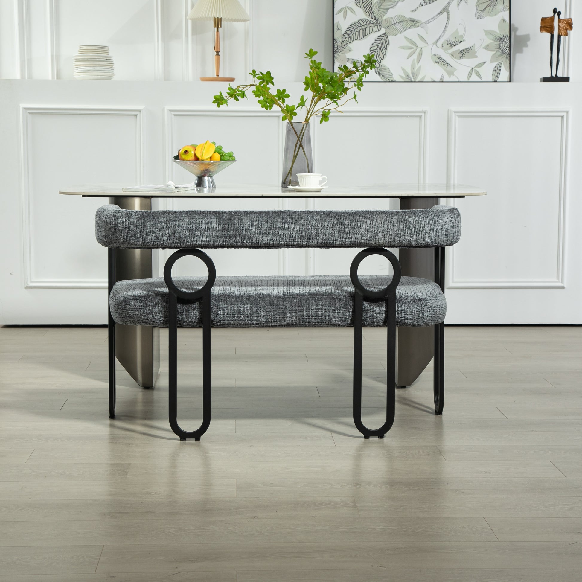 Coolmore Modern Loveseat 2 Seater Sofa Chenille Fabric Couch With Arms And Metal Legs For Living Room, Home Office, Studio Gray Chenille Gray Primary Living Space Soft Foam Chenille