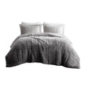 Ombre Shaggy Long Fur Comforter Mini Set Queen Grey Polyester