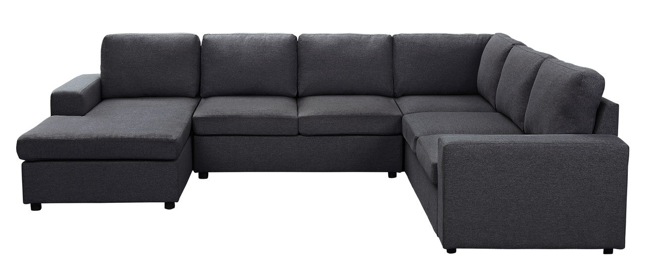 Dakota 120.5" Sectional Sofa With Reversible Chaise In Dark Gray Linen Dark Gray Linen