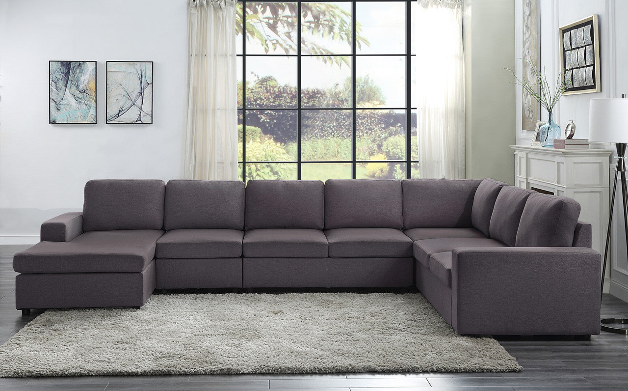 Tifton 146.5" Modular Sectional Sofa With Reversible Chaise In Dark Gray Linen Dark Gray Linen