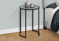 Accent Table, Side, Round, End, Nightstand, Lamp, Living Room, Bedroom, Grey Laminate, Black Metal, Contemporary, Modern Grey Metal