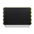 Stockholm Modern Wavy Headboard Platform Bed, Queen, Olive Green Performance Velvet Box Spring Not Required Queen Olive Green Wood Foam Velvet Velvet