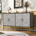 Distinctive Features Of Four Door Sideboard With Metal And Cross Leg Design,Suitable For Living Rooms,Entrance And Study Antique Gray American Design Mdf