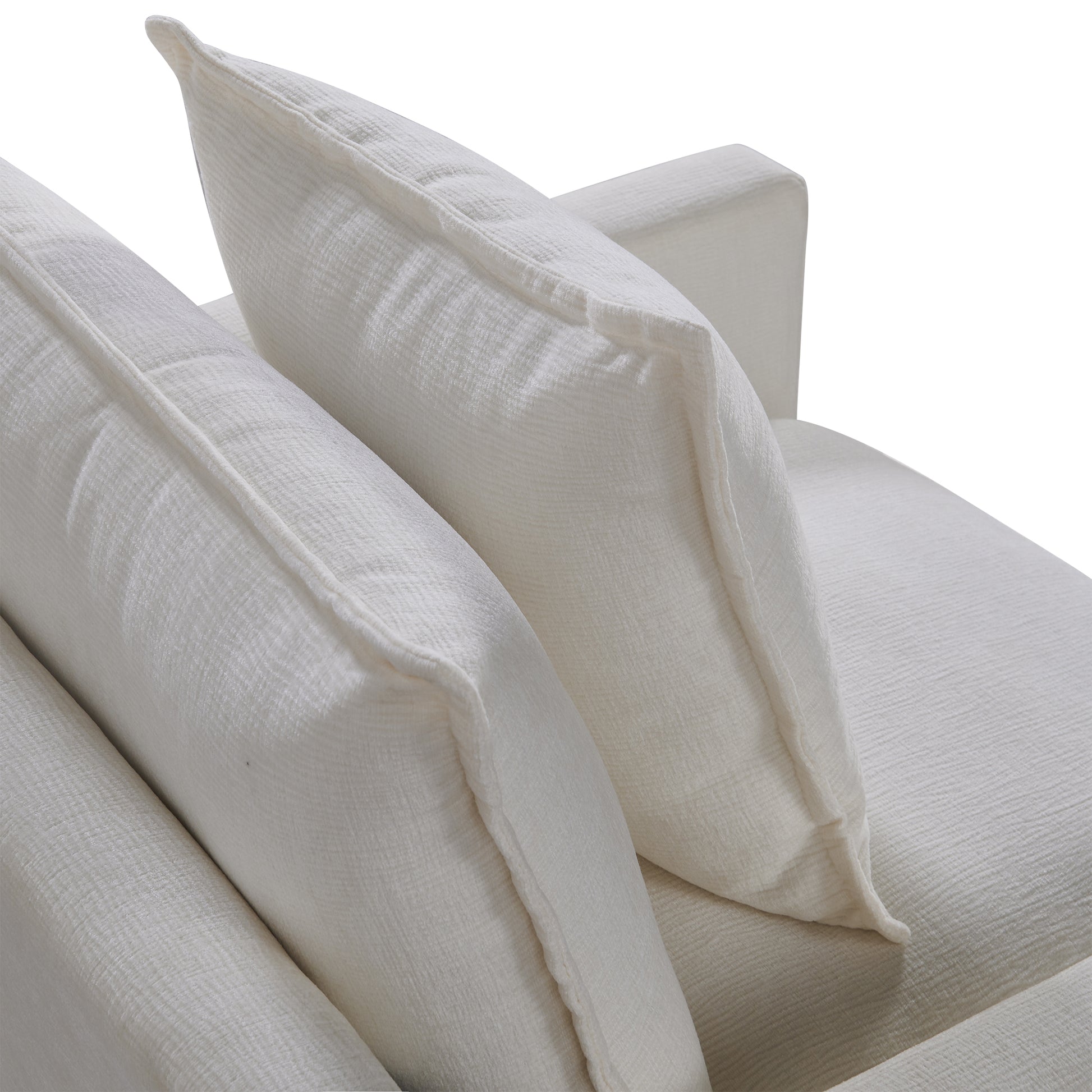 Chenille Fabric Comfy Deep Single Seat Sofa Upholstered Reading Armchair Living Room White Foam Chenille 1 Seat