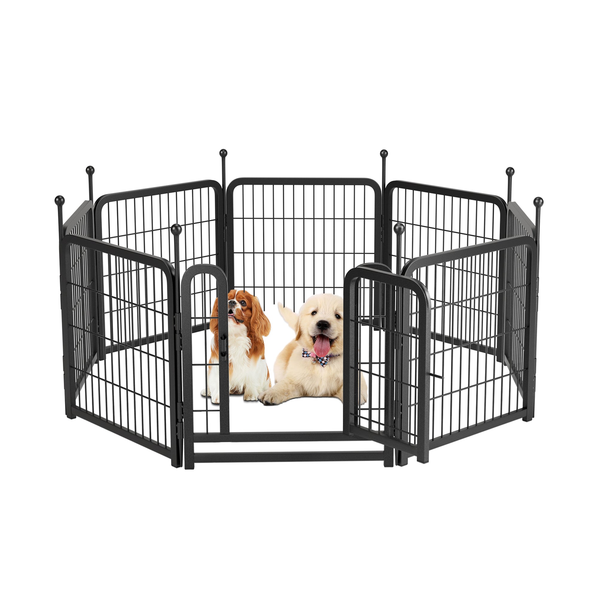 Dog Playpen 8 Panels 24" Height Heavy Duty Dog Fence Puppy Pen For Large Medium Small Dogs Indoor Outdoor Foldable Pet Exercise Pen Black Iron