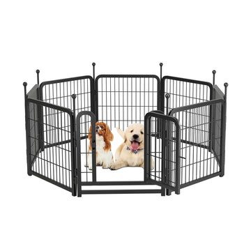 Dog Playpen 8 Panels 24" Height Heavy Duty Dog Fence Puppy Pen For Large Medium Small Dogs Indoor Outdoor Foldable Pet Exercise Pen Black Iron