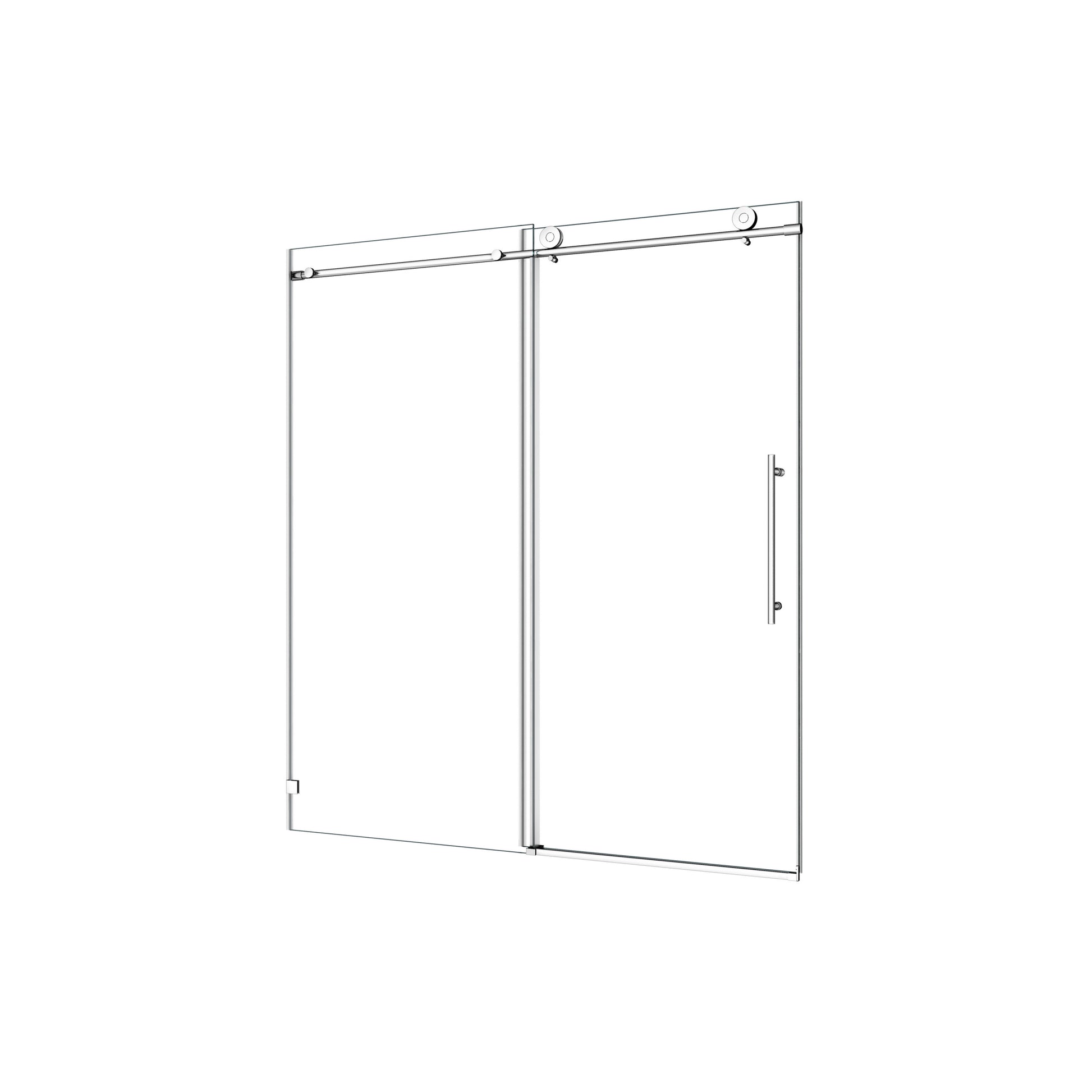 5476 Chrome Frameless One Fixed And One Shifted Shower Door, 70Mm 304 Stainless Steel Large Pulleys With Adjustable Soft Closing Function,With Nano Easy Cleaning And Stick Explosion Proof Menbrance Chrome Bathroom American Design,Minimalist Glass Metal