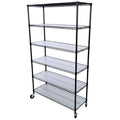 6 Tier 6000Lbs Capacity Nsf Metal Shelf Wire Shelving Unit, Heavy Duty Adjustable Storage Rack With Wheels & Shelf Liners For Commercial Grade Utility Steel Storage Rack, Black 82