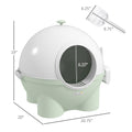 Pawhut Hooded Cat Litter Box, Large Kitty Litter Pan With Lid, Scoop, Leaking Sand Pedal, Top Handle, Light Green Green Plastic