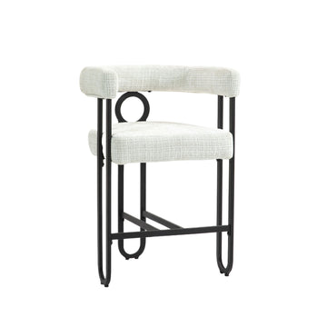 Coolmore Bar Stools Set Of 1, Modern Bar Stool With Back, Black Metal Frames, Upholstered Bar Stools For Kitchen Island, Pub, Club Beige Chenille Beige Primary Living Space Foam Chenille