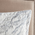 Marble Faux Fur Comforter Set King Grey Blue Marble