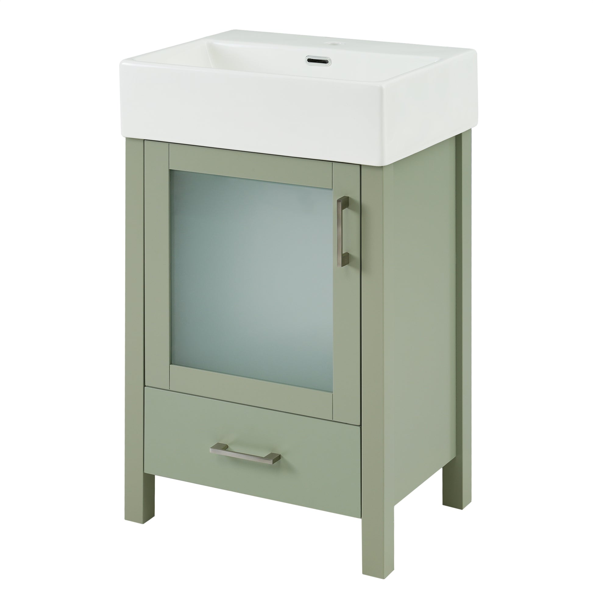 20 Inch Bathroom Vanity With Ceramic Sink Andstorage Ideal For Small Bathrooms Green Bathroom Solid Wood Mdf