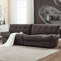 Cloud Style Sofa, Teddy Velvet Fabric, Comfy Padded Cloud Couch For Living Room, Apartment Dark Gray Light Brown Velvet Wood Primary Living Space Modern Polyester 2 Seat