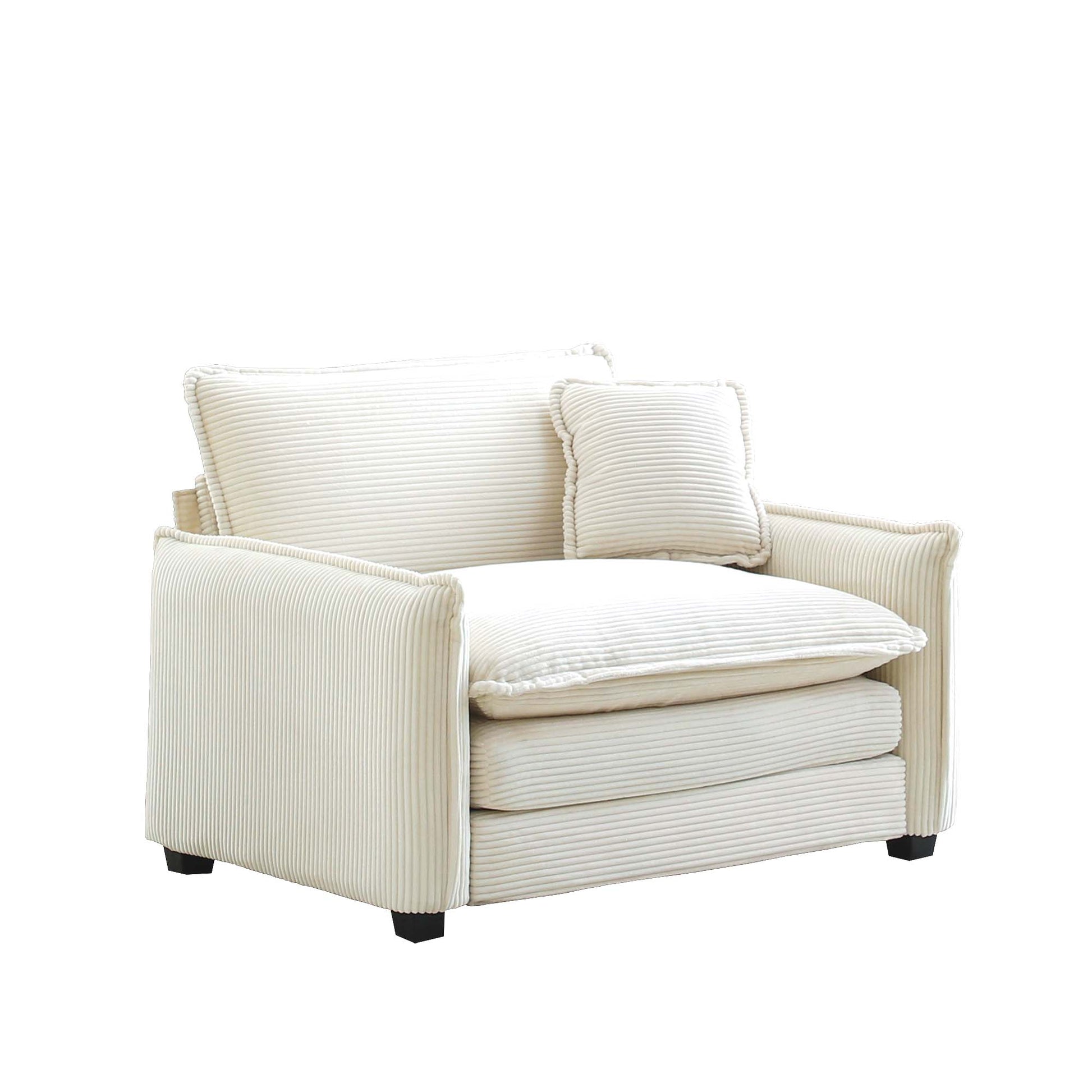 Comfortable Single Deep Seat Sofa With One Pillow, Suitable For Living Room And Bedroom, Club Multiple Occasions,Beige Corduroy Beige Corduroy 1 Seat