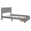 Full Size Storage Bed Velvet Upholstered Platform Bed With A Big Drawer Gray Old Sku:Wf296850Aae Full Gray Velvet