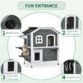 Pawhut 2 Story Cat House Outdoor, Weatherproof Wooden Cat Enclosure For Feral Cats With Escape Door, Openable Roof, Jumping Platforms, Gray Gray Wood