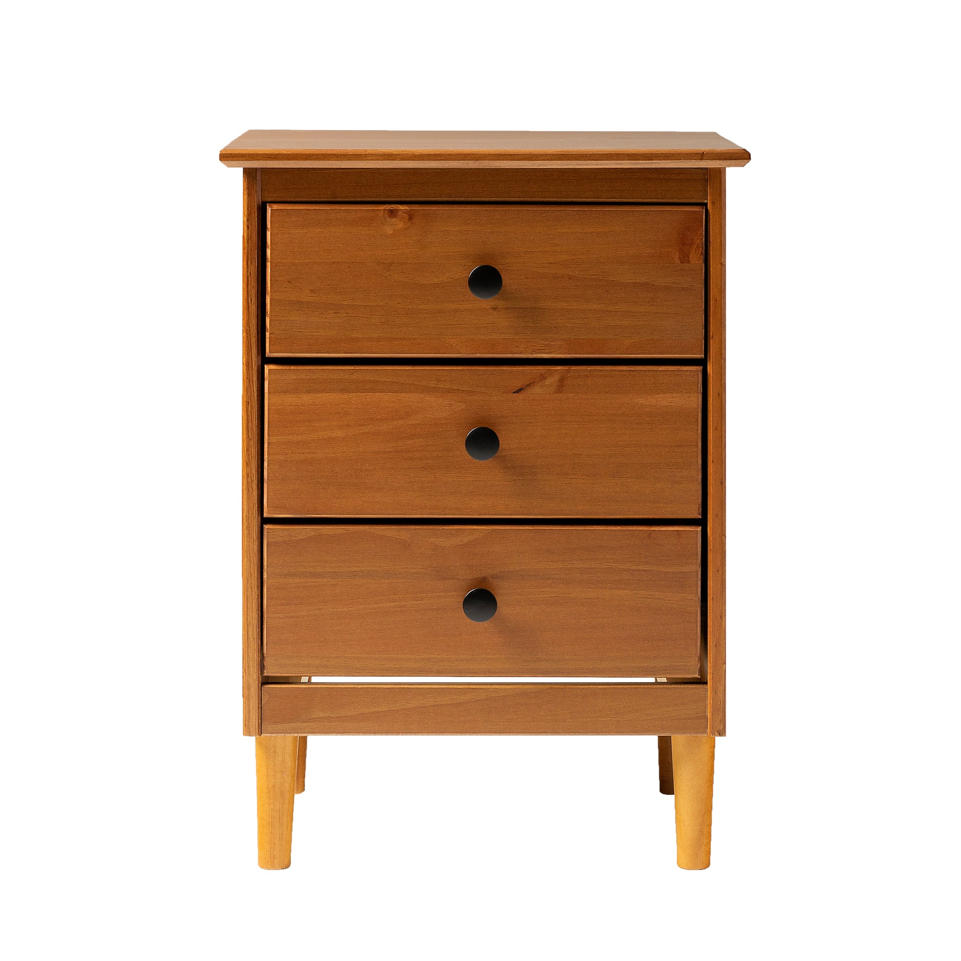 Classic 3 Drawer Solid Wood Nightstand Caramel Caramel Mdf Pine