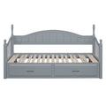 Wooden Twin Size Daybed With Twin Size Trundle, Extendable Daybed With Two Storage Drawers,Gray Expected Arrival Time:9.12 Twin Gray Wood