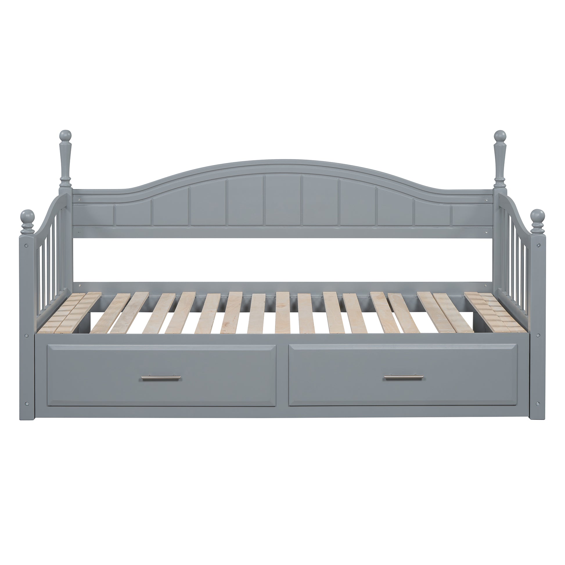 Wooden Twin Size Daybed With Twin Size Trundle, Extendable Daybed With Two Storage Drawers,Gray Expected Arrival Time:9.12 Twin Gray Wood