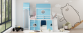 Twin Size Loft Bed With Slide Pink Tent And Tower Blue Old Sku:Wf298769Aac Twin Blue Solid Wood