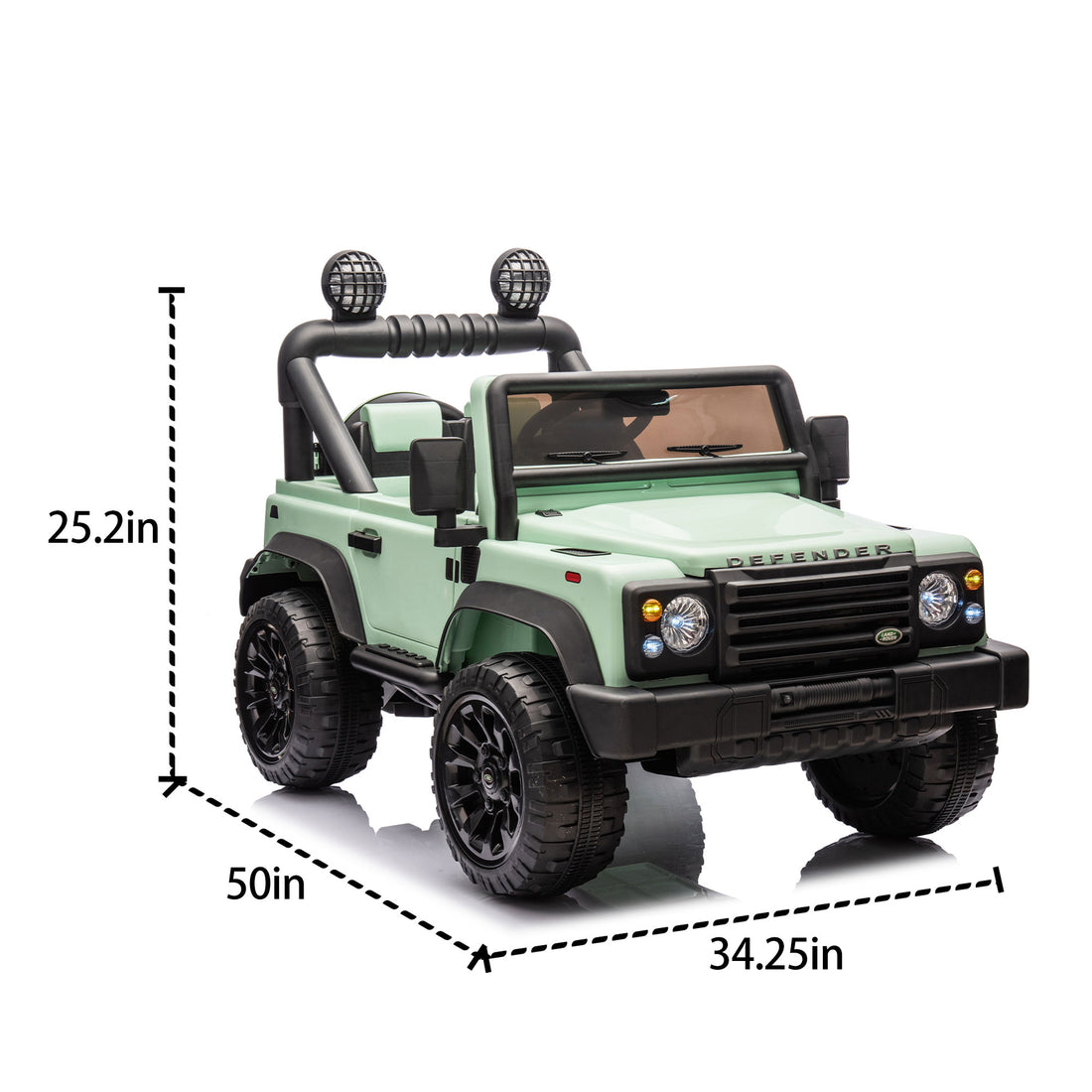 Licensed Land Rover Defender Volta 5008 24V Kids Ride On Car W Parents Control,2Wd,Four Wheel Suspension,Bluetooth,Mp3,Music,Adjustable Volume,Power Display,Led Lights,Speeds 1.86 3.11Mph For Kids 3 7 Green Polypropylene