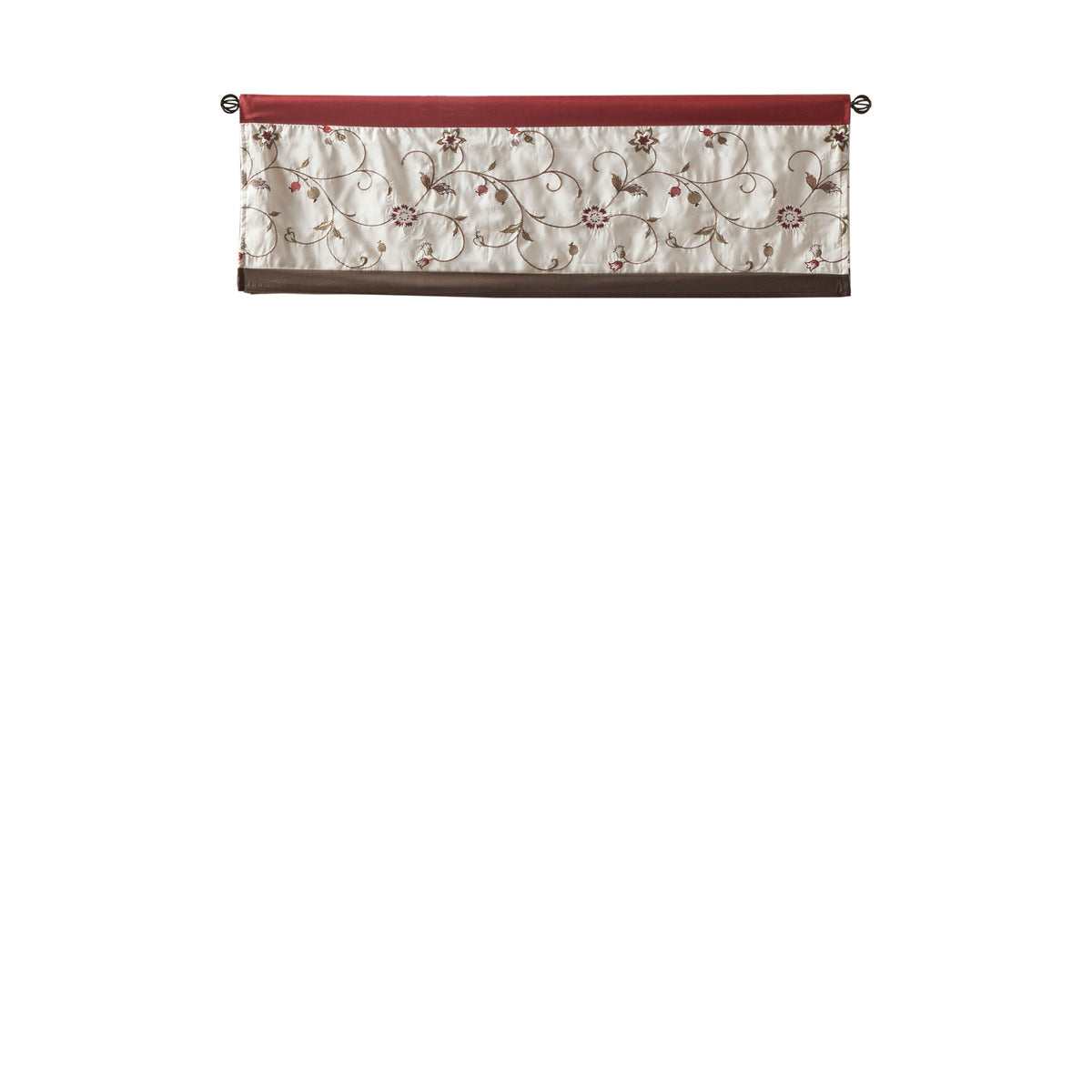 Embroidered Window Valance Red 50X18" Red Polyester