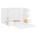 Twin Size Murphy Bed With Drawers, Cabinets And Usb Ports,White Twin White Mdf Lvl