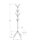 Coat Rack, Hall Tree, Free Standing, 8 Hooks, Entryway, 70