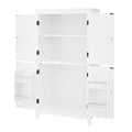 Elegant Bathroom Floor Storage Cabinet, Bathroom Storage Unit, Freestanding Cabinet With 4 Doors, Adjustable Shelves, Adaptable Shelves, White White Mdf