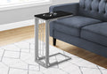 Accent Table, C Shaped, End, Side, Snack, Living Room, Bedroom, Black Laminate, Grey Metal, Transitional Black Mdf