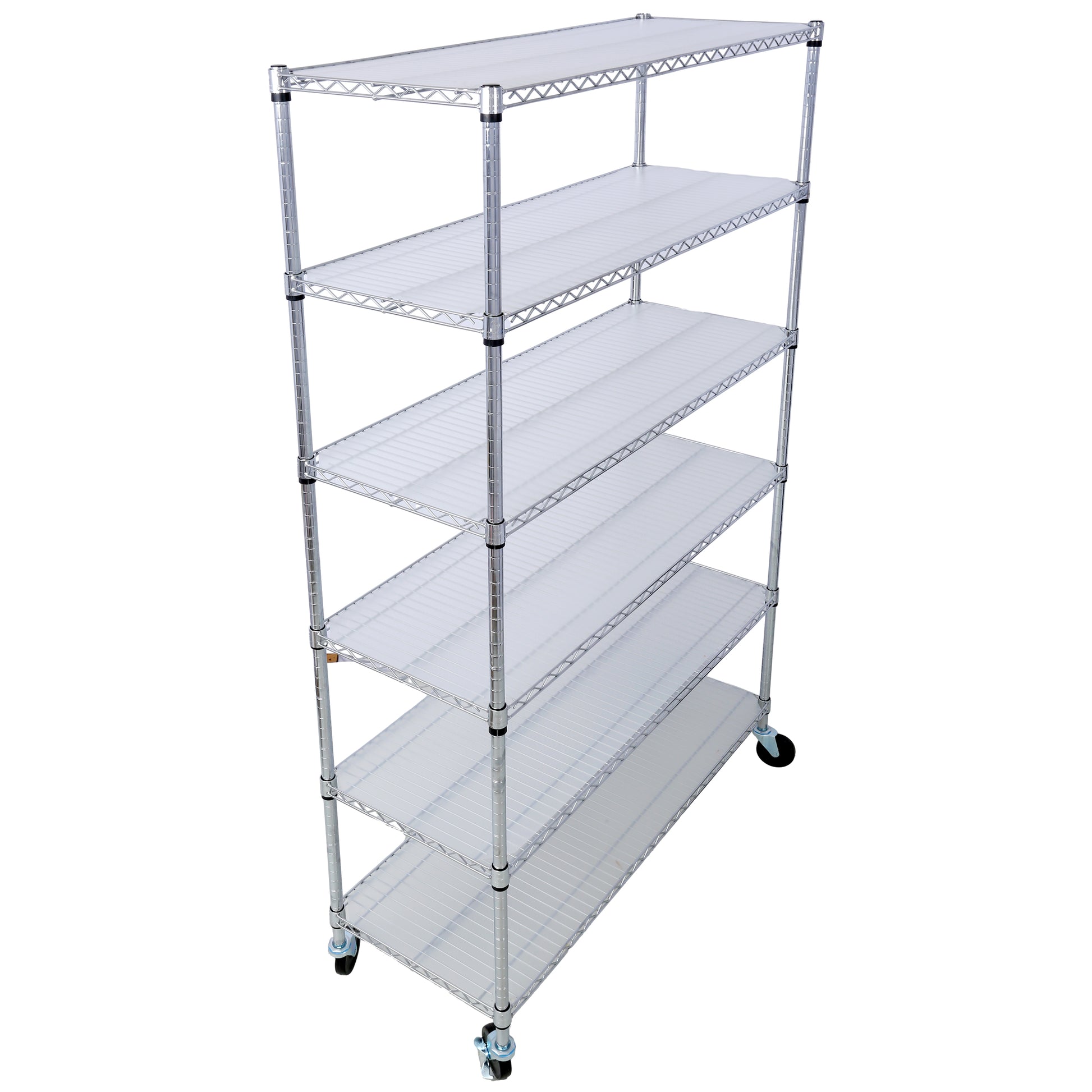 6 Tier 6000Lbs Capacity Nsf Metal Shelf Wire Shelving Unit, Heavy Duty Adjustable Storage Rack With Wheels & Shelf Liners For Commercial Grade Utility Steel Storage Rack, Chrome 82"H X 48"L X 18"D Chrome Metal