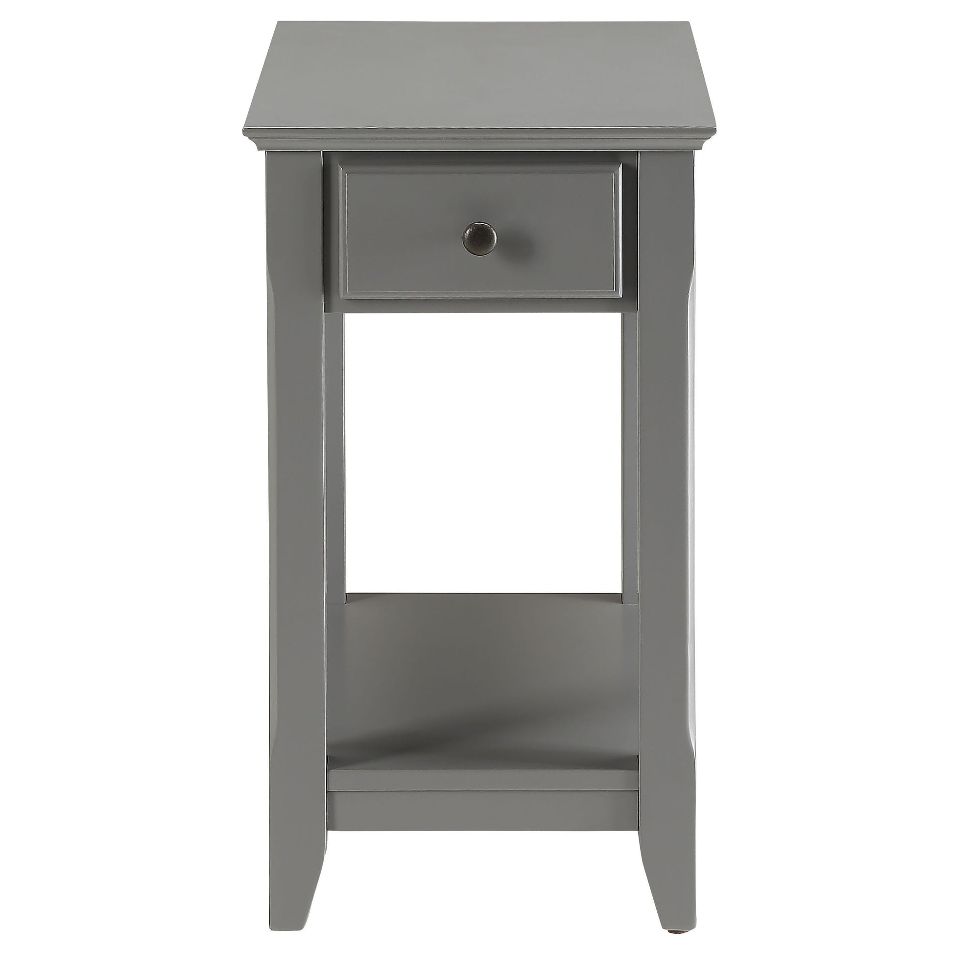 Grey Accent Table With Bottom Shelf Grey Primary Living Space Drawers Rectangular Solid Wood Mdf