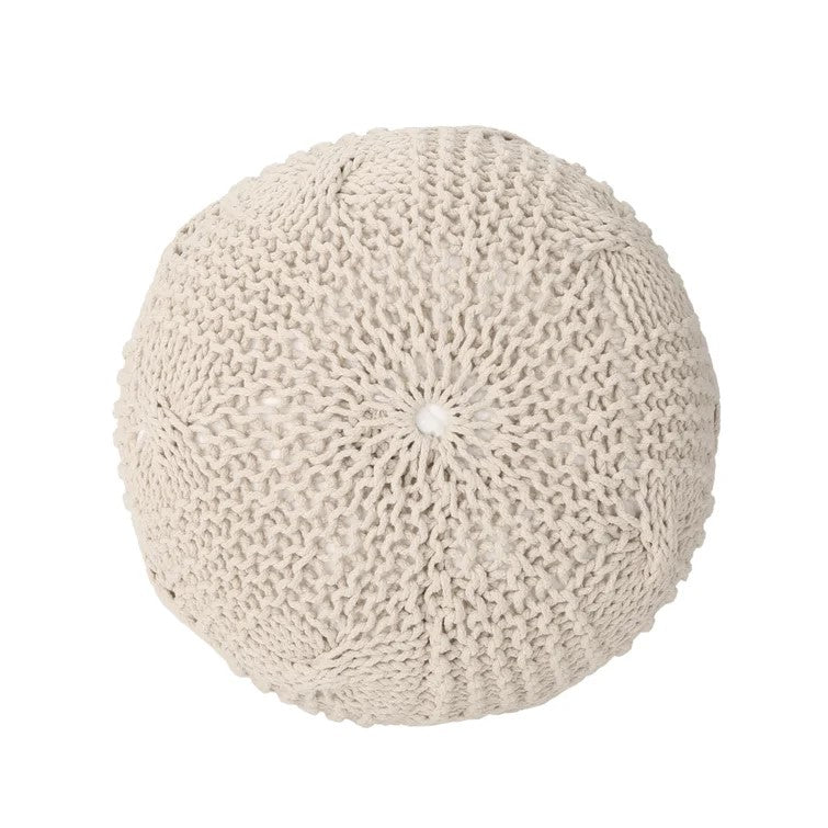 Knited Pouf Beige Cotton