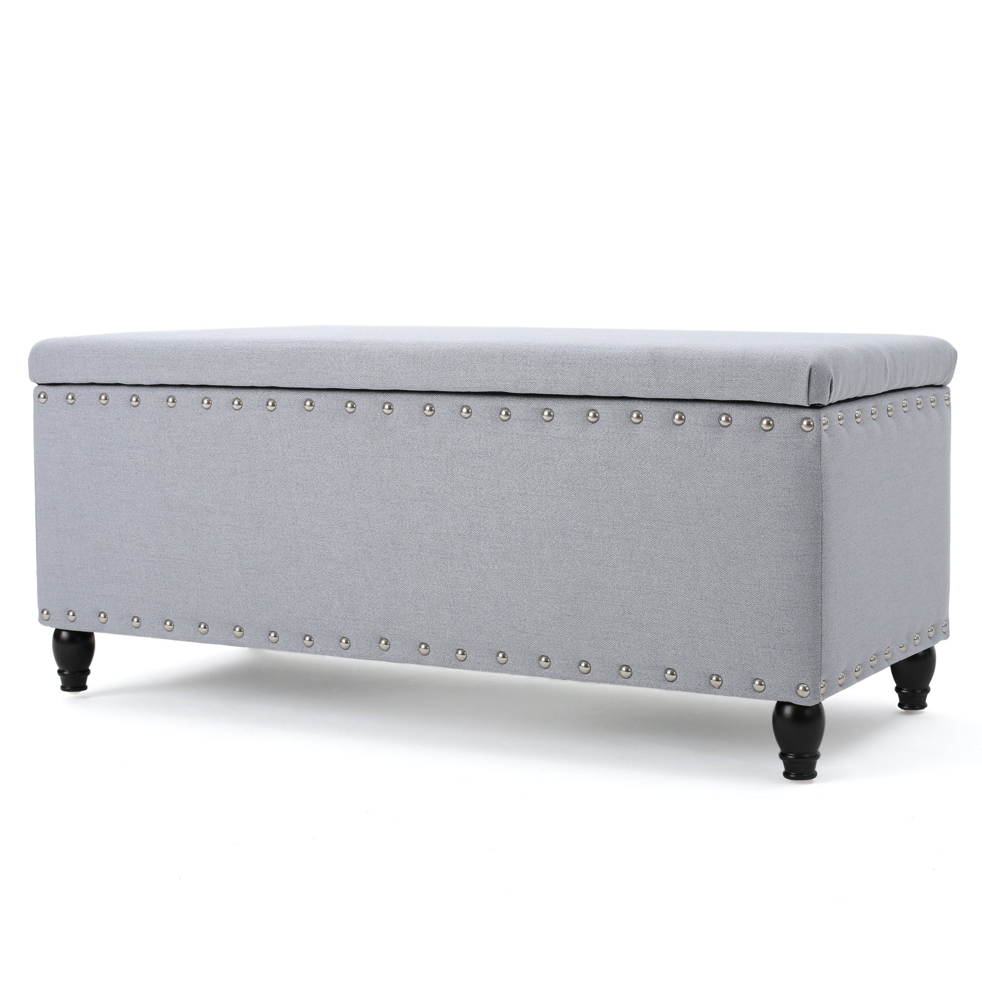 Storage Ottoman Light Grey Fabric