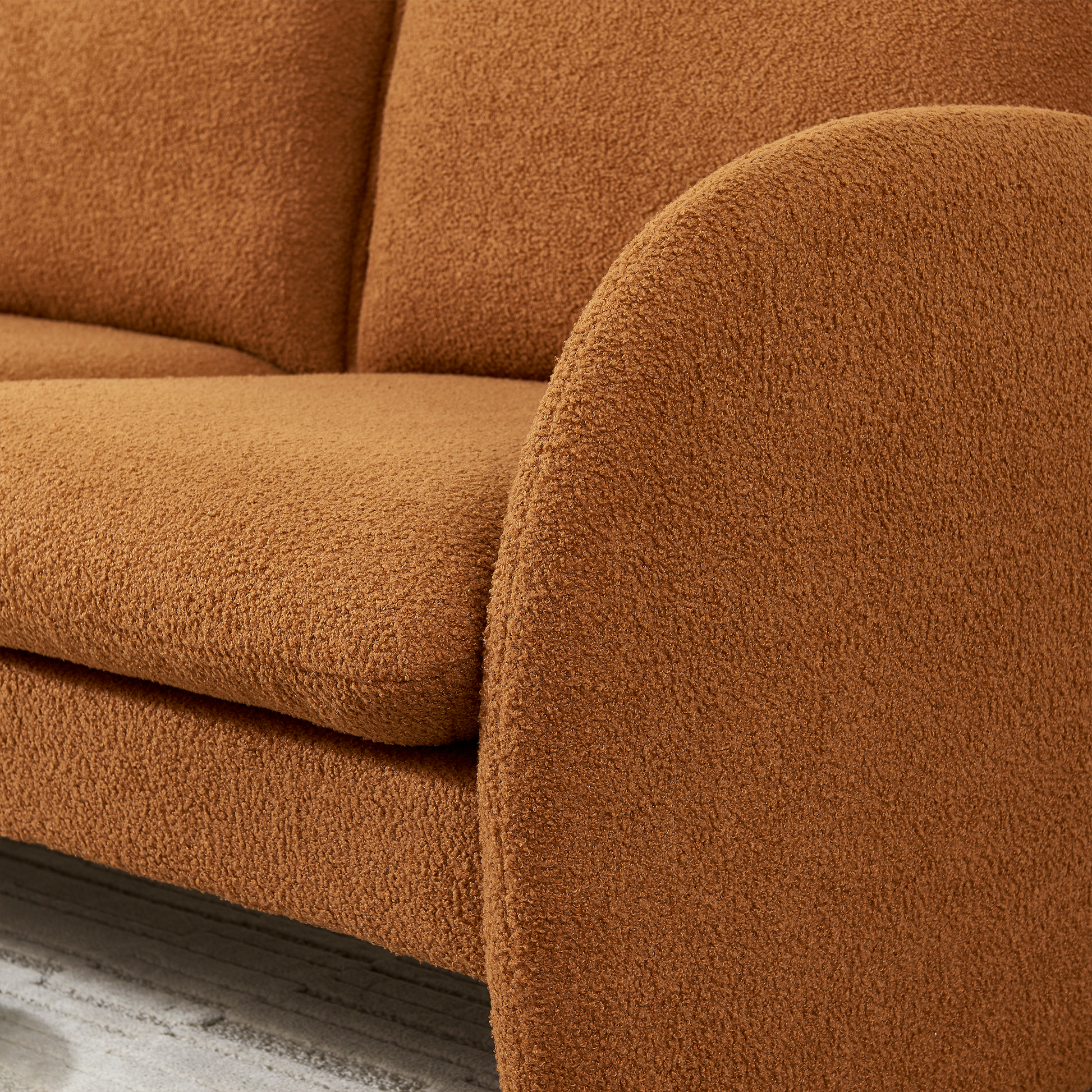 59" Loveseat Sofa Small Couch For Living Room, Sherpa Fabric Upholstered Loveseat Sofa Couch, Small Loveseat Sofa For Apartment, Bedroom Orange Foam Sherpa 2 Seat